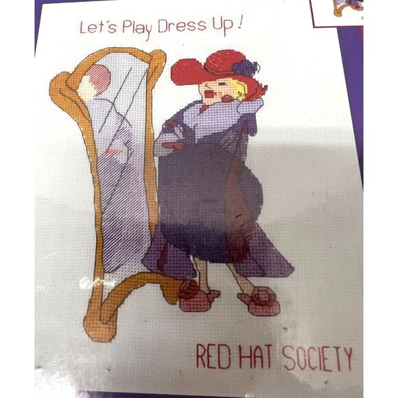 Red Hat Society Counted Cross Stitch Kit "Lets Play Dress Up" 11"x15" By Candama - Picture 1 of 4